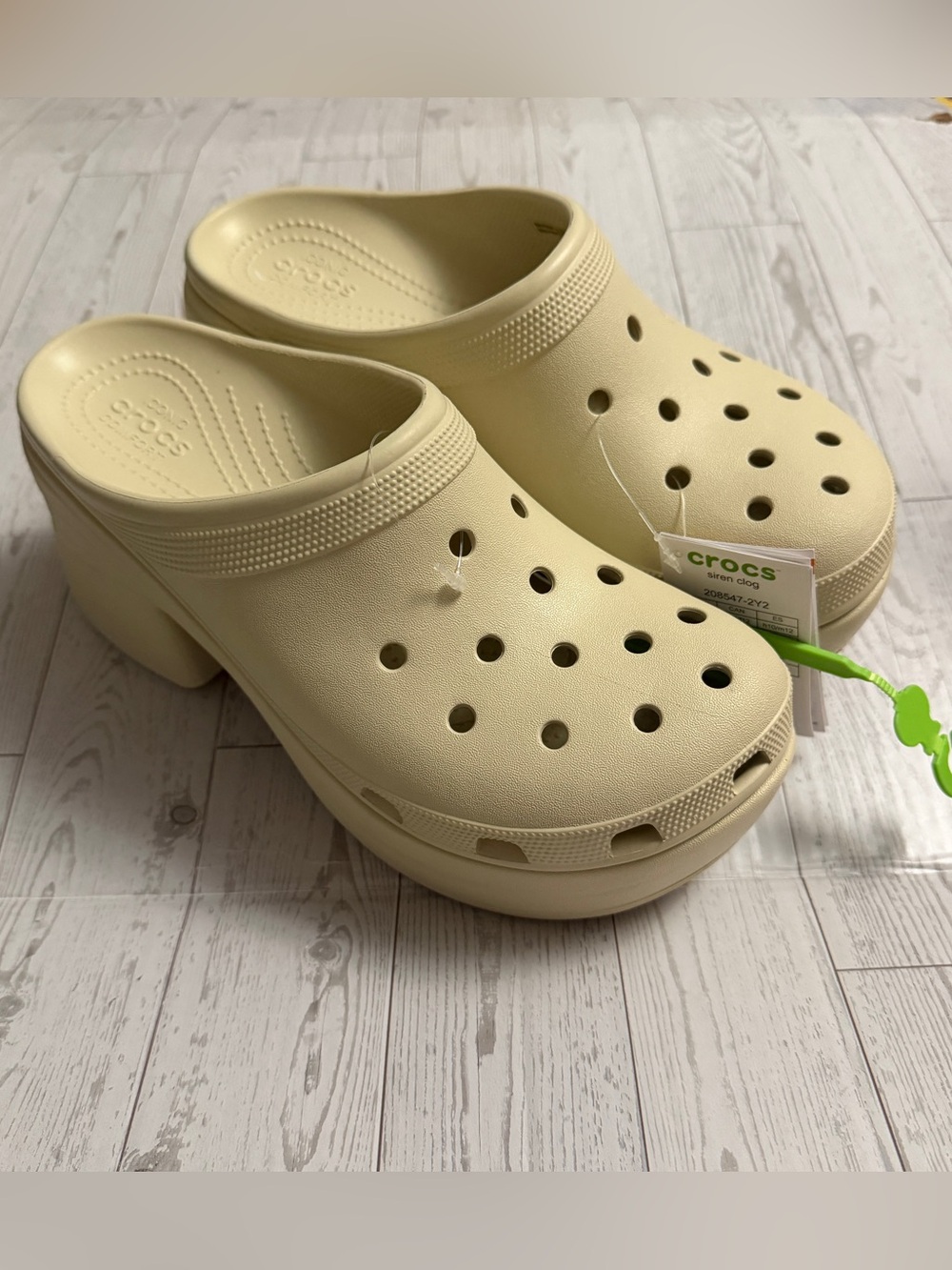 Crocs Siren Clog Platform Heel Bone Beige Women Size US 12 Slip On NEW‎ NWT